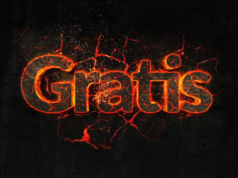 Gratis Fire text flame burning hot lava explosion background.