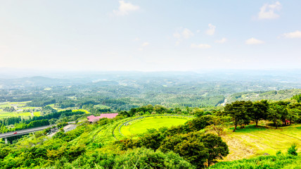 Fototapeta na wymiar View of Kirishima mountains and Field, Kagoshima, Japan
