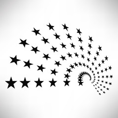 Obraz premium Star round elements, halftone rays isolated on white background. Black logo. Geometric shapes. Vector illustration.