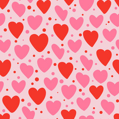 Cute seamless pattern with hearts. Vector illustration.