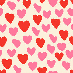Cute seamless pattern with hearts. Vector illustration.