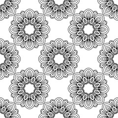 Abstract black and white seamless pattern. Hand drawn vector illustration