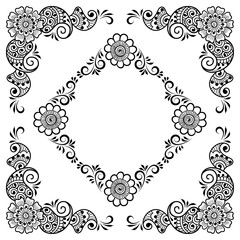 Hand drawn floral background with place for text. Vector Illustration