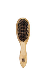 Wooden hairbrush on white background