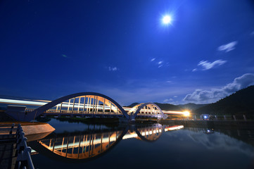 Beautiful lights of the bridges at night