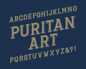 Puritan Art typeface. Retro font. Isolated english alphabet. - obrazy, fototapety, plakaty