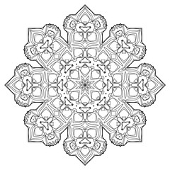 Flower Mandala. Vintage decorative elements. Oriental pattern, vector illustration. Coloring book page. Islam, Arabic, Indian, moroccan spain turkish mystic ottoman motifs