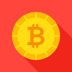 Gold Bitcoin Flat Icon