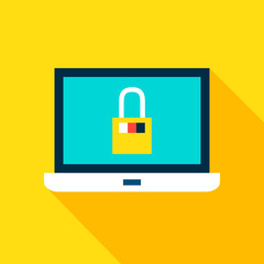 Laptop Security Flat Icon