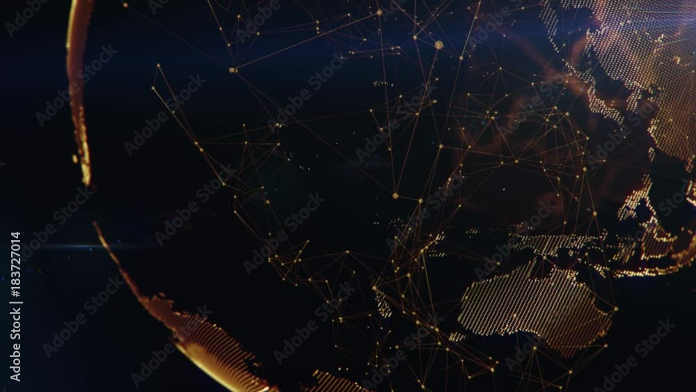 Aufkleber earth global connectivity. abstract background with gold flakes and bokeh. broadcast background. 3d 