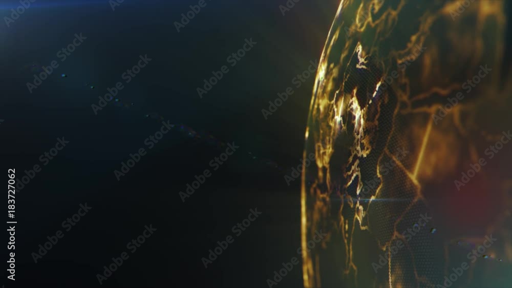 Aufkleber earth global connectivity. abstract background with gold flakes and bokeh. broadcast background. 3d 