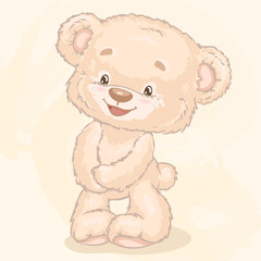 Plush toy bear. Cartoon characters. Vector illustration.
