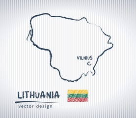 Lithuania national vector drawing map on white background