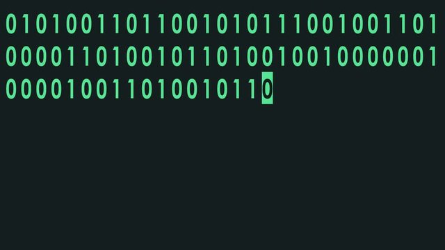 green bynary code fast typing on display flat animation background loop - new quality retro vintage numbers letters coding techno joyful video footage