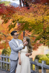 Young japanese couple in romantic moment