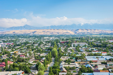 Obraz premium Aerial view over Osh, Kyrgyzstan