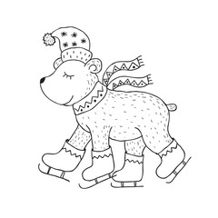 Funny polar bear. Nursery art. Minimalist scandinavian style.