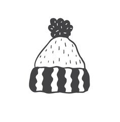 Knitted hat with pompon. Minimalist scandinavian style.