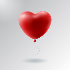 Beautiful vector holiday illustration of flying red balloon heart. Happy Valentines Day