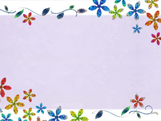 ナチュラルな手描き風フローラルフレーム カラフル