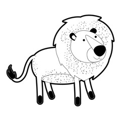 lion cartoon in black silhouette with thick contour vector illustration
