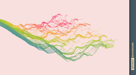 Array with dynamic emitted particles. Water splash imitation. Abstract background. Vector illustration.