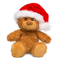 Santa Claus Christmas teddy bear isolated on white background