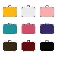 travel luggage or suitcase icon set illustration