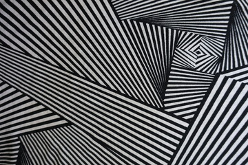 Asymmetric geometric print on fabric from above