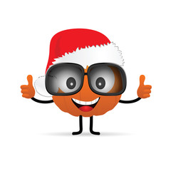 pumpkin cartoon with christmas hat illustration