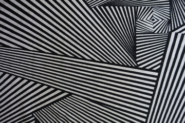 Non-symmetric geometric print on fabric from above