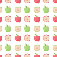 Apple seamless pattern, flat design illustration