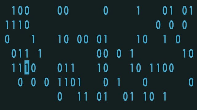 blue bynary code fast random typing on display flat animation background loop - new quality retro vintage numbers letters coding techno joyful video footage