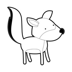 wolf cartoon with black sections silhouette and thick contour vector illustration