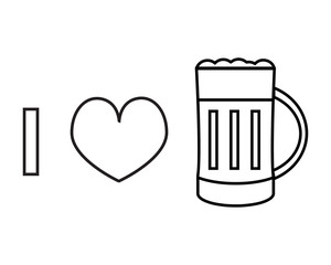 I love beer vector contour icon