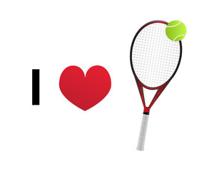 I love tennis vector icon