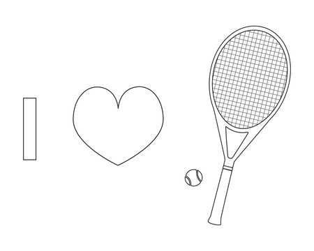 I love tennis contour vector icon