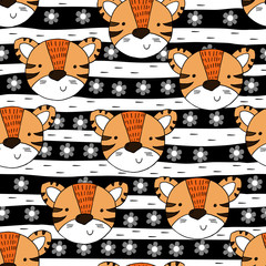 Fototapeta premium Cute tiger Pattern print for kids