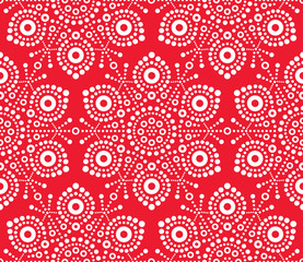 Christmas white snowflake seamless pattern, dot art vector design, Australian folk art, Aboriginal style