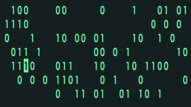 green bynary code fast random typing on display flat animation background loop - new quality retro vintage numbers letters coding techno joyful video footage