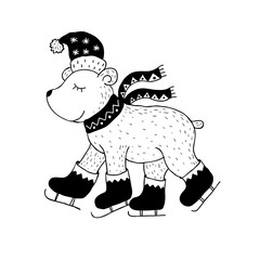 Funny polar bear. Nursery art. Minimalist scandinavian style. Character for kids card, print for t-shirt and more.