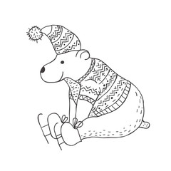Funny polar bear. Nursery art. Minimalist scandinavian style.