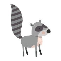 raccoon cartoon colorful silhouette in white background vector illustration