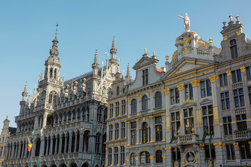Fototapeta na wymiar Old beautiful facade at Grand Place in Brussels, Belgium