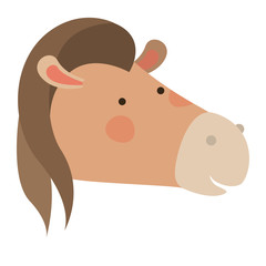 horse cartoon head colorful silhouette in white background vector illustration
