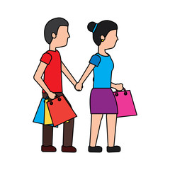 woman and man shopping icon image vector illustration design 