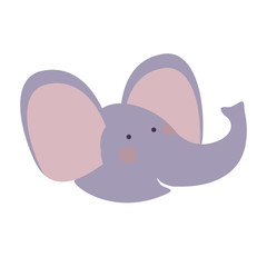 elephant cartoon head colorful silhouette in white background vector illustration