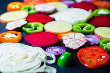 fresh vegetables on a dark background