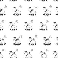 Winter seamless pattern. Gift paper and decoration.
