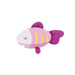 Trendy cartoon pink fish swimming underwater Colorful vector flat style illustration.